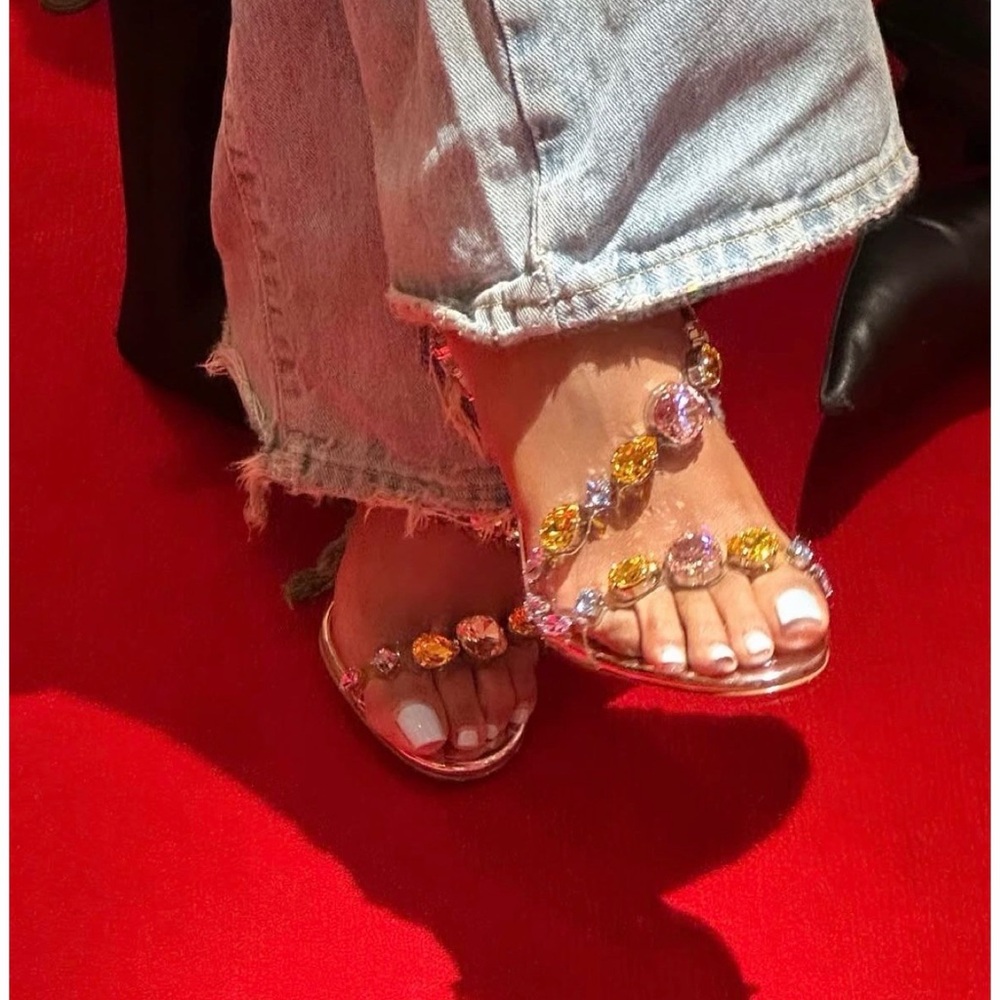Louboutin Multi-Color Gem Slingback Heels - Picture 2 of 5